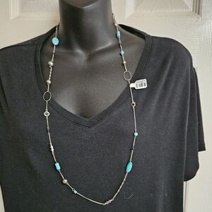 32" Loft Silver and Aqua Blue and Beads. Take a Peak .. Awesome